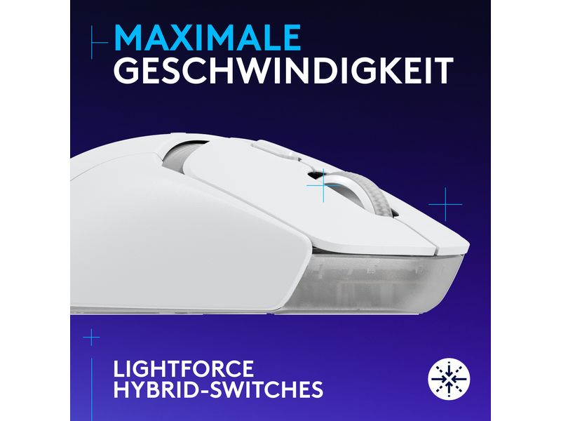 Logitech Gaming-Maus G309 Lightspeed Weiss Kabellose Gaming-Maus mit Lightspeed Wireless und Bluetooth Verbindung