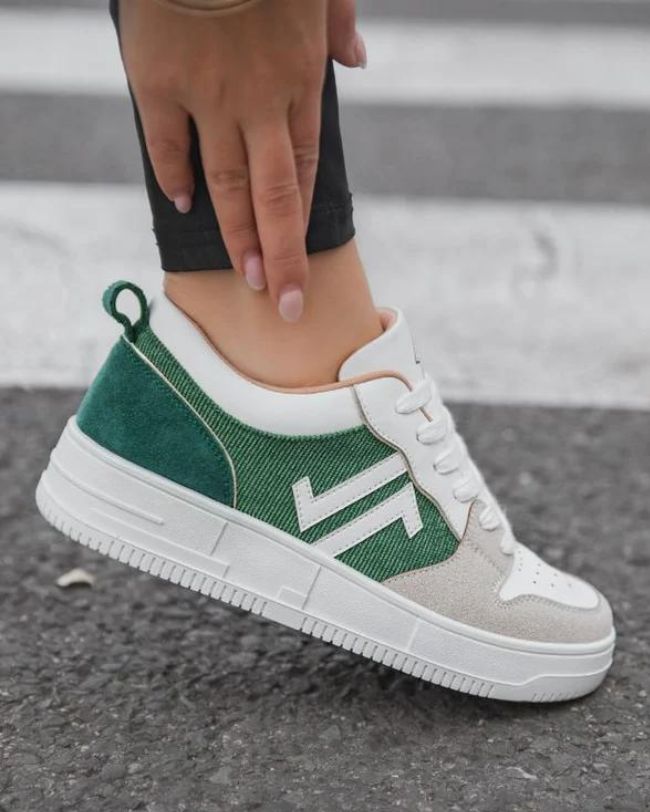 Basket femme verte à lacets - CL68 GREEN