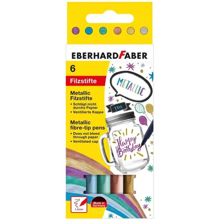 Eberhardt Faber Metallic Fasermaler im Kartonetui, 6 Stück