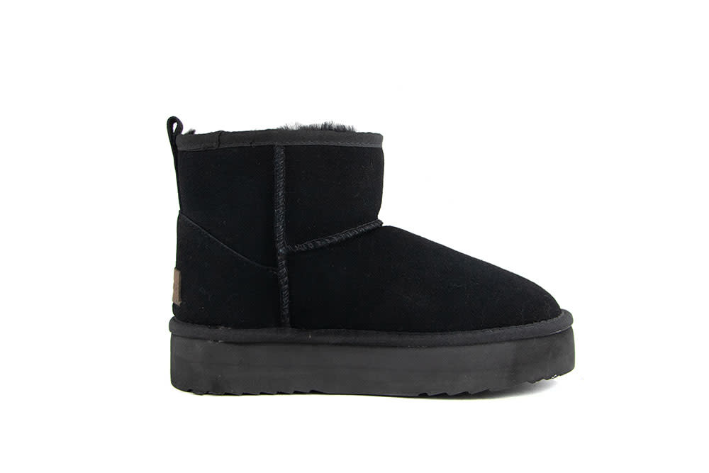 Warmbat Boots Wallaby Plateau Black Suede