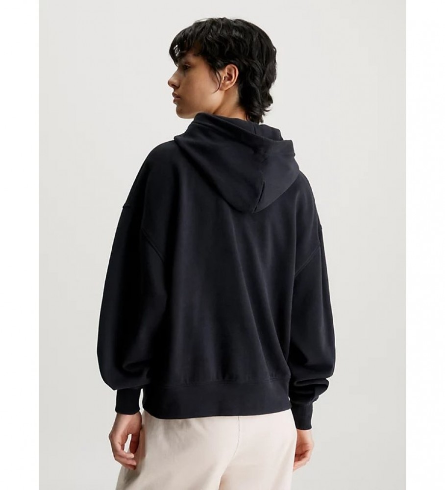Moletom com capuz Calvin Klein Jeans preto com monograma em algodão