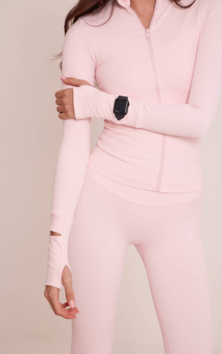 Rose Veste De Sport Plt Sans Couture Avec Détails De Coutures