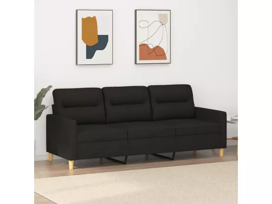 Canapé à 3 places Noir 180 cm Tissu