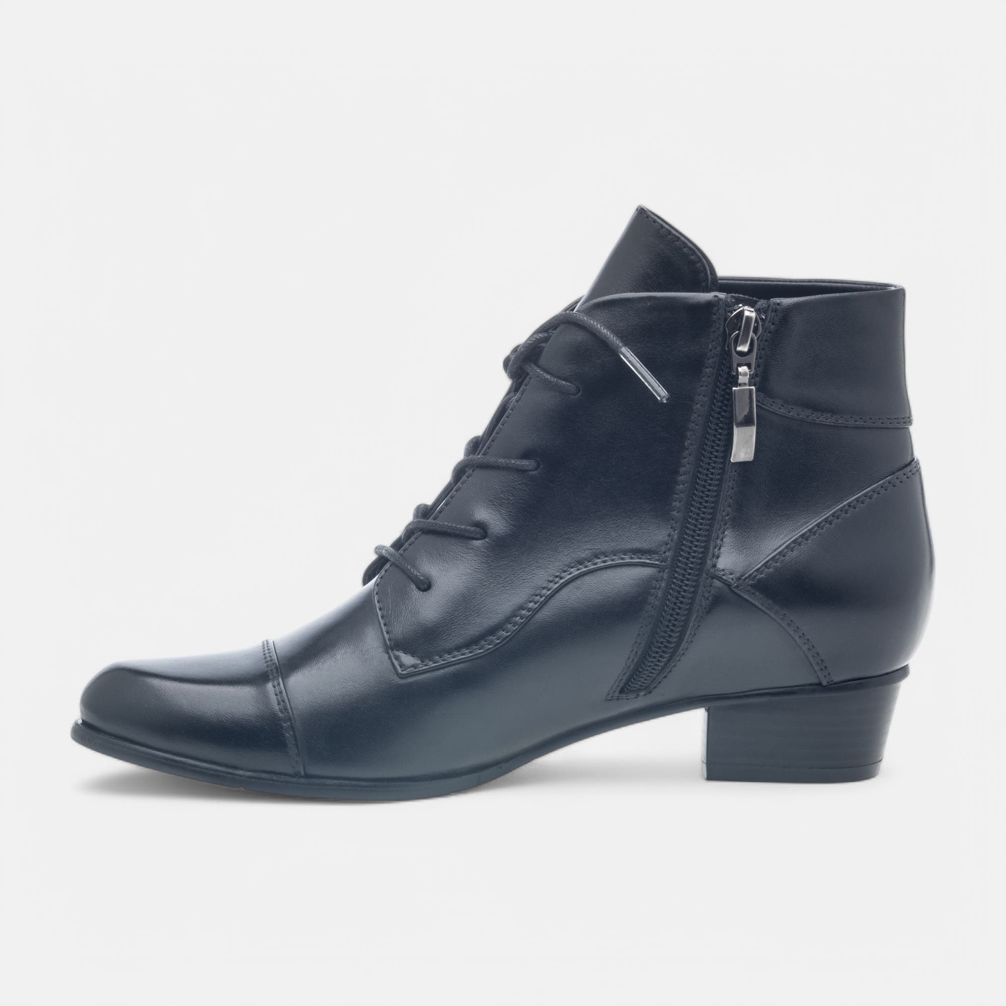 Bottines à lacets Femme en cuir noir
