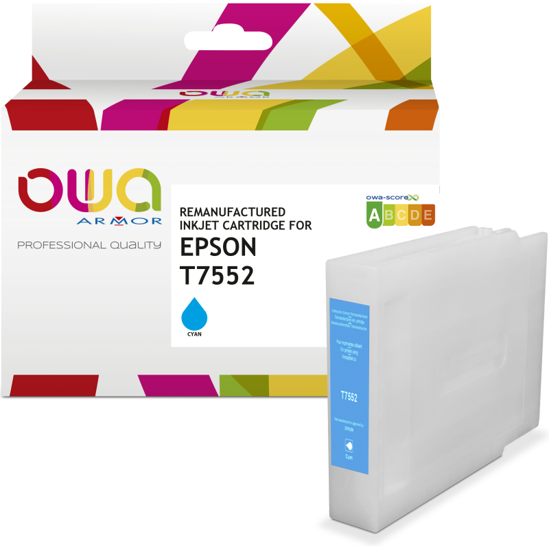 Cartouche d'encre remanufacturée OWA - haute capacité - Cyan - pour EPSON T7552