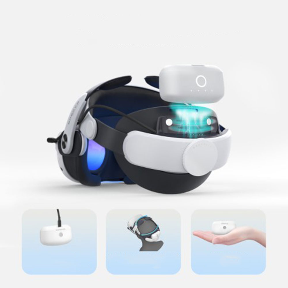 M3 Pro Meta Quest / Oculus Quest 3 / 3S Verstellbares Kopfband mit Schutzriemen und Akku (Grössenverstellbar) - Weiss