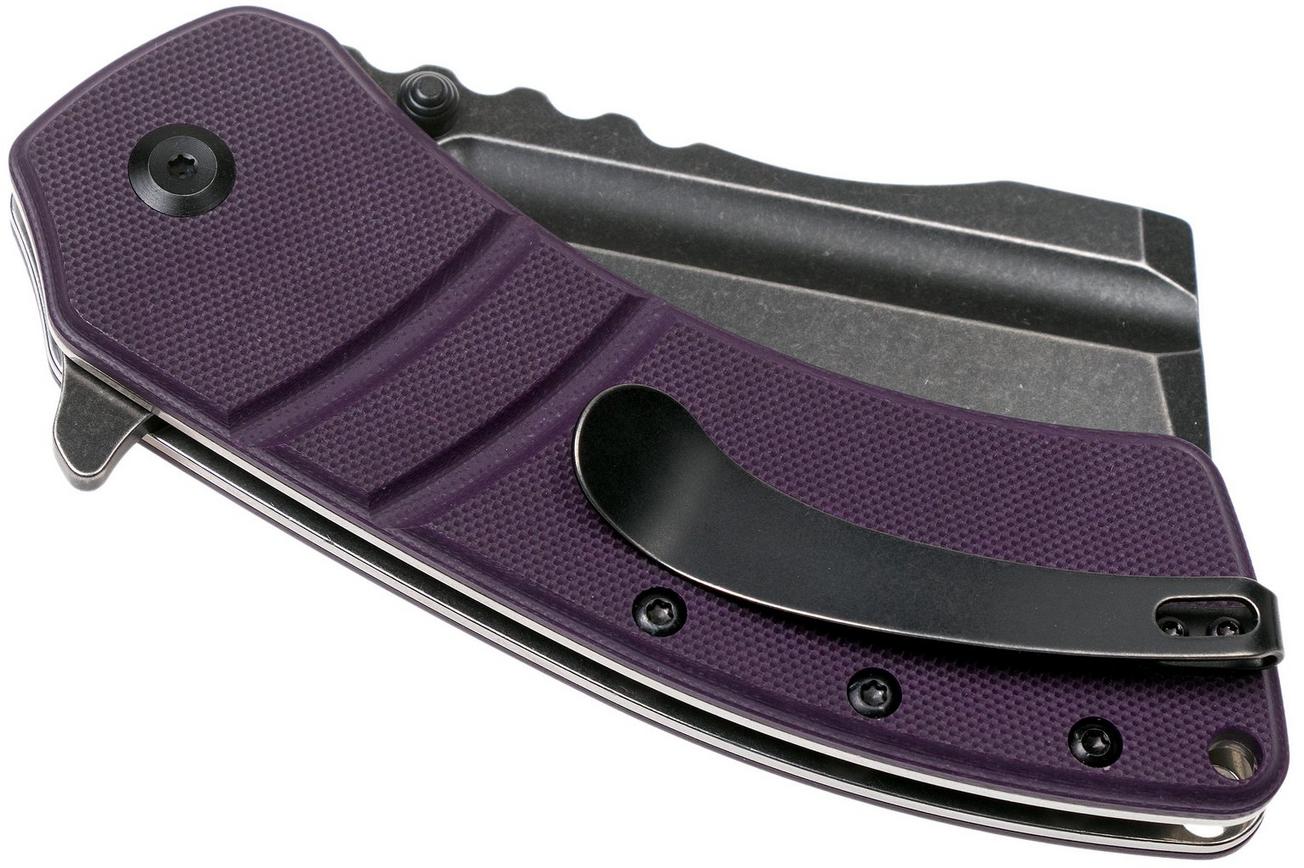Kansept XL Korvid T1030A4 Blackwashed, Purple G10 zakmes, Justin Koch design