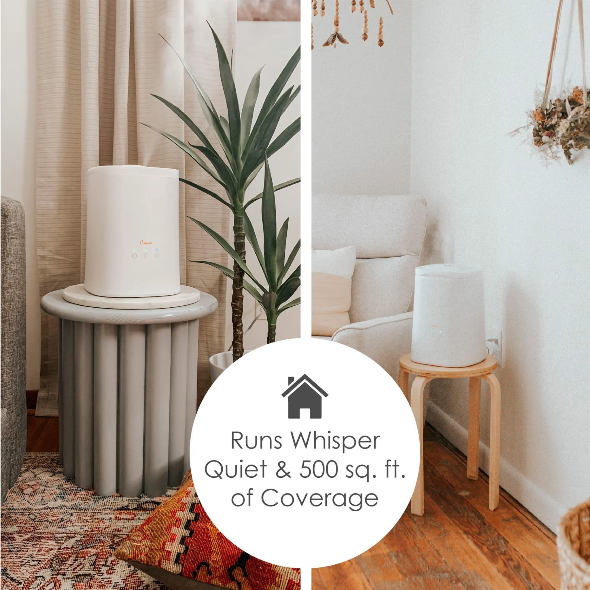 Crane Humidificateur Ultrasonique à Vapeur Froide avec diffuseur d’arômes (1,2 gal.)