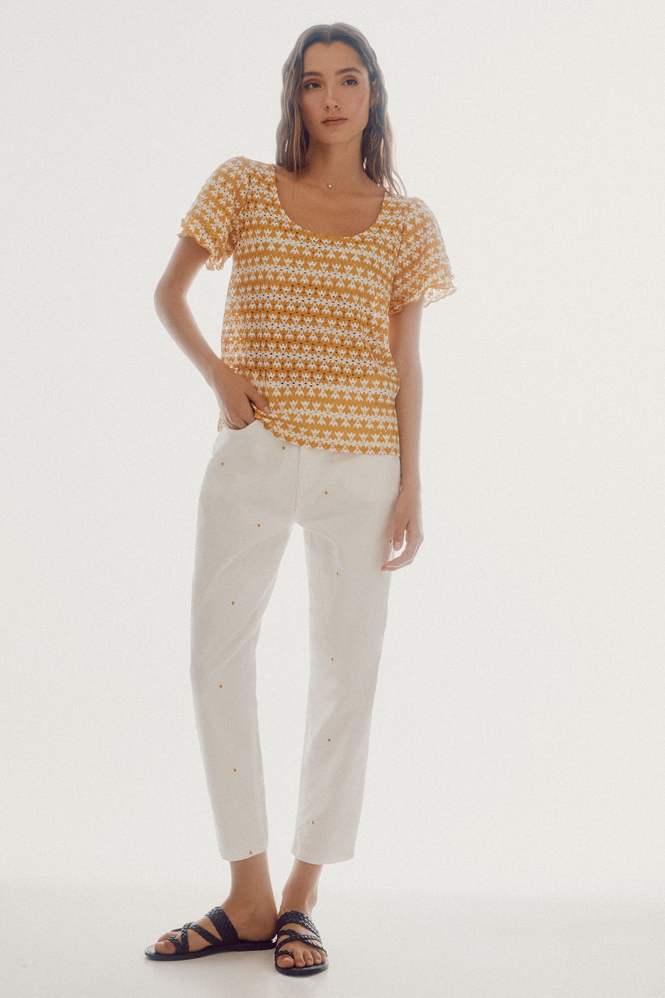Blusa com babados - Estampa amarela