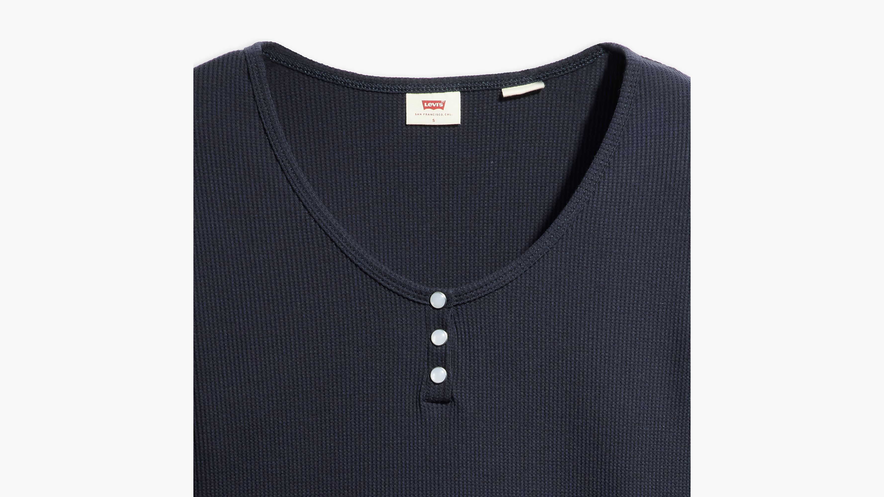 Dry Goods t-shirt col tunisien manches longues maille gaufrée - Night Sky - Bleu