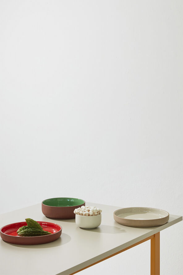 Studio About CLAYWARE, SERVING BOWL, LARGE, LOW, CLAY SAND, GLAZE LIGHT G 131