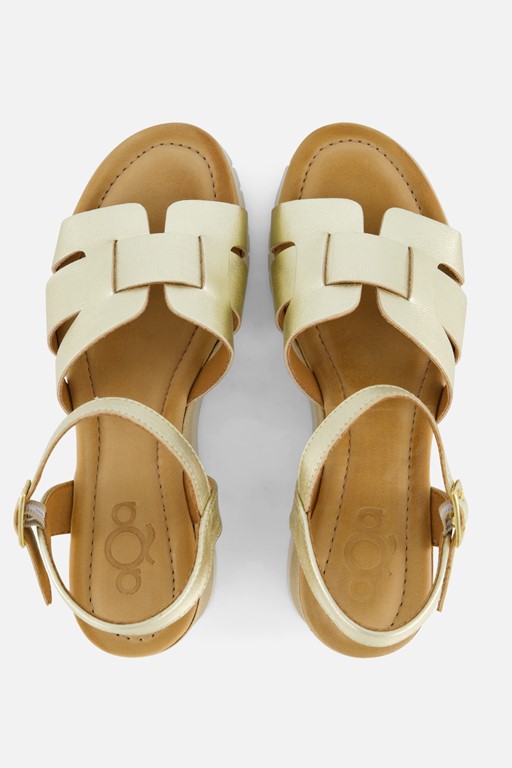 Aqa Sandalen met sleehak goud Leer