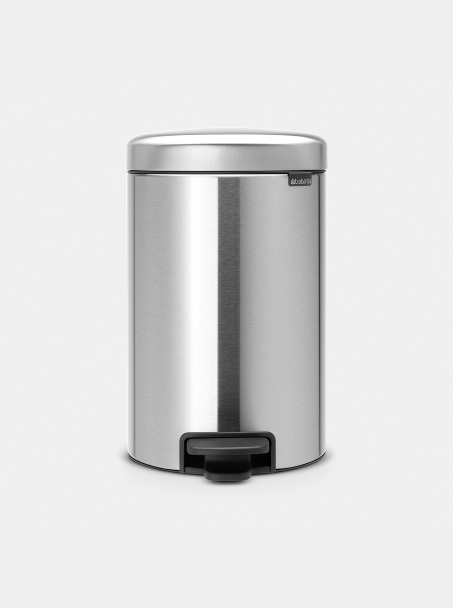NewIcon Pedaalemmer, 12 liter, kunststof binnenemmer - Matt Steel Fing