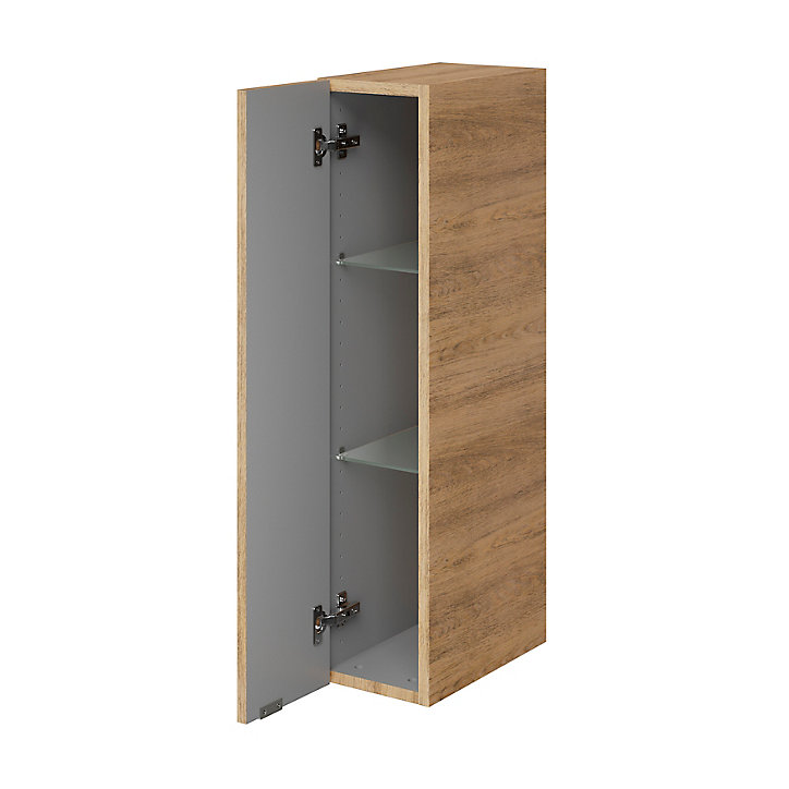 Meuble de rangement salle de bains faible largeur GoodHome Imandra décor chêne L. 20 x H. 90 x P. 36 cm