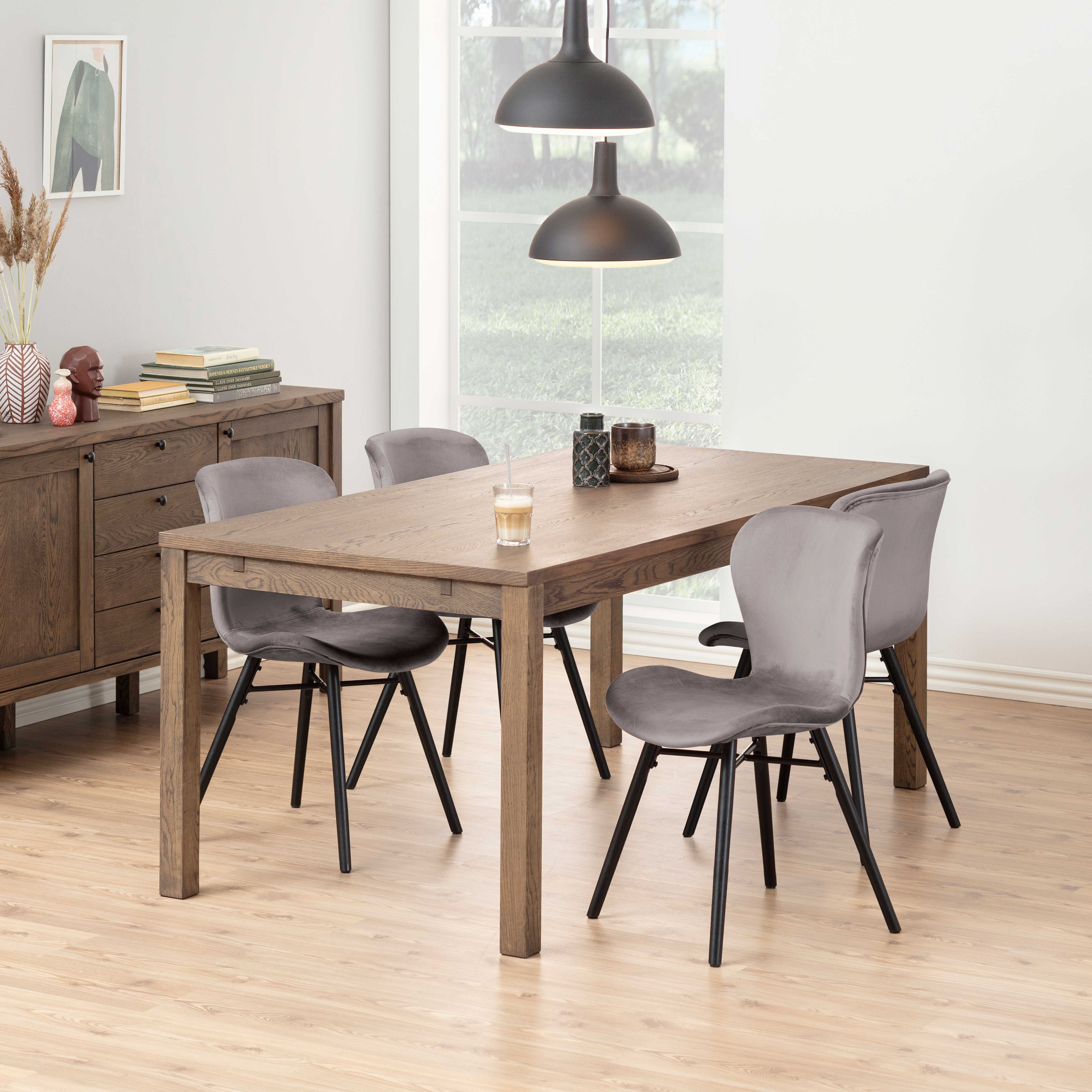 Lot de 2 chaises en velours gris anthracite