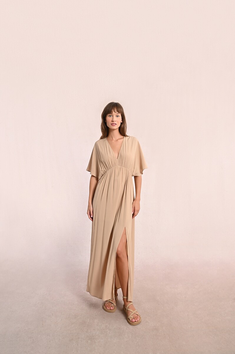 MOLLY BRACKEN<br>Vestido longo com mangas curtas e decote em V
