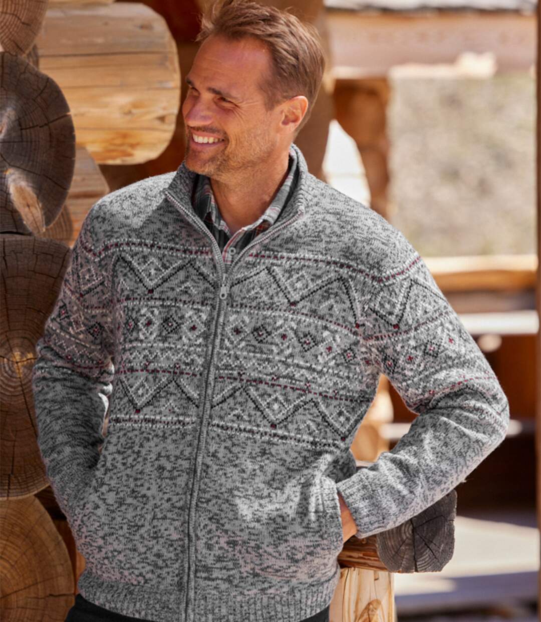 Blouson Tricot Jacquard Doublé Sherpa