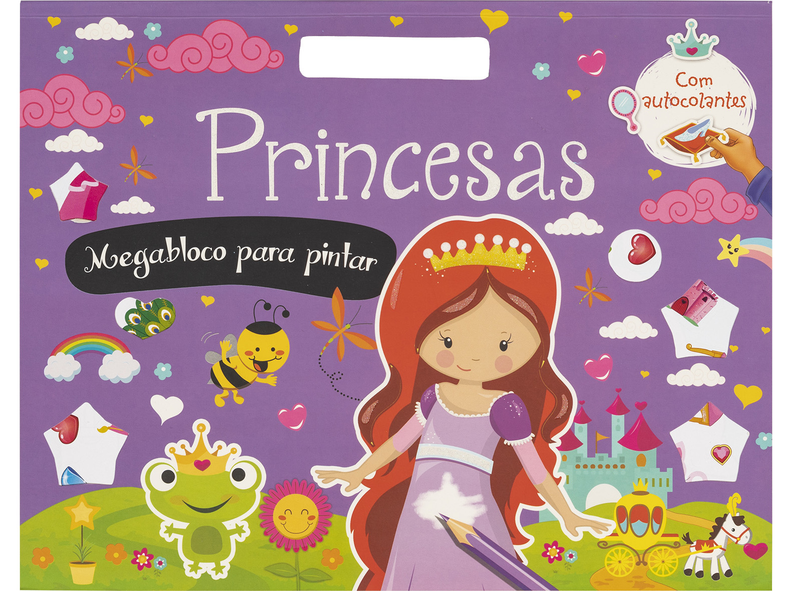 LIVRO PRINCESAS MEGABLOCO PARA PINTAR COM AUTOCOLANTES