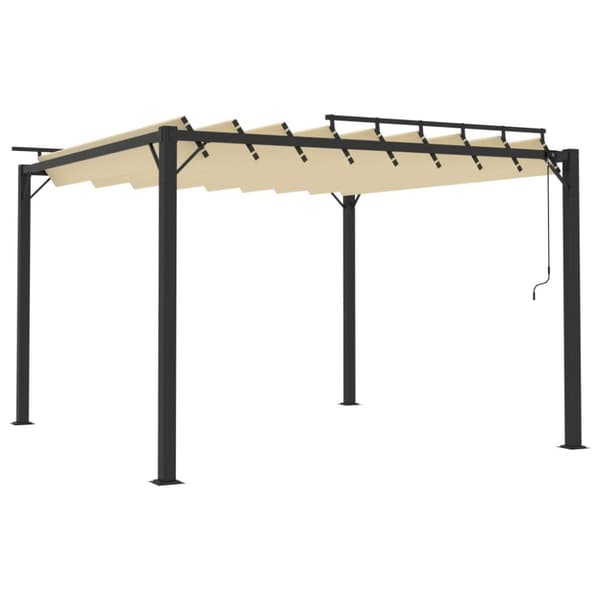 vidaXL Paviljong med lamelltak 3x3 m kremhvit stoff og aluminium