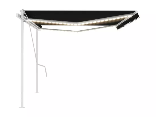 Auvent manuel rétractable avec LED 5x3 m Anthracite