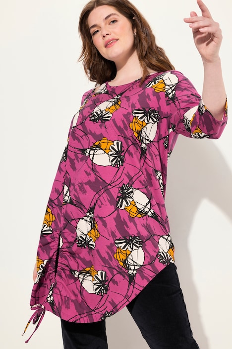 Longshirt, A-Linie, Rundhals, 3/4-Arm, Biobaumwolle