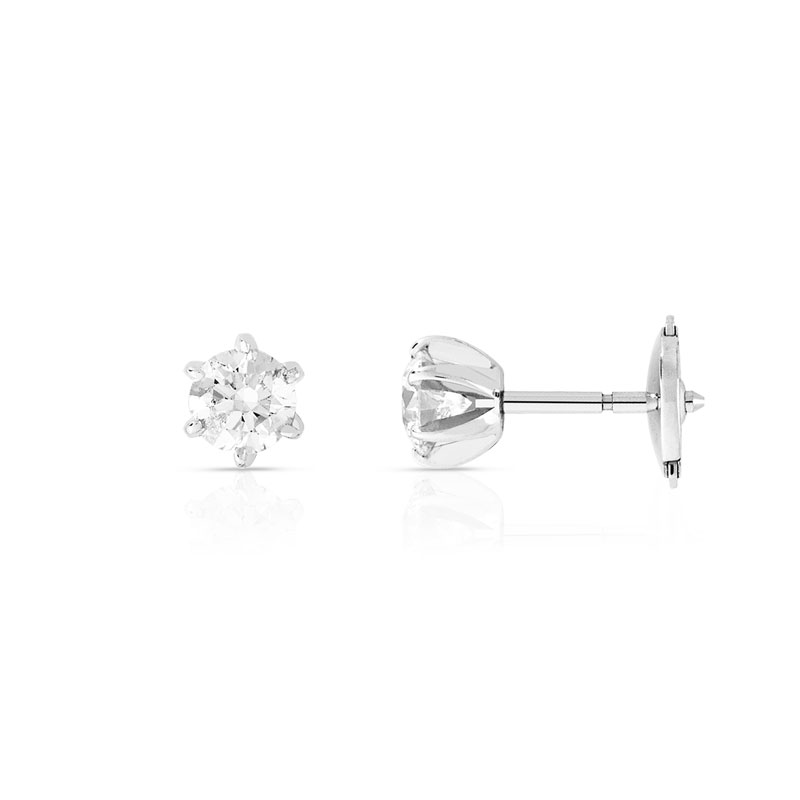 Boucles d'oreilles or 750 blanc diamant