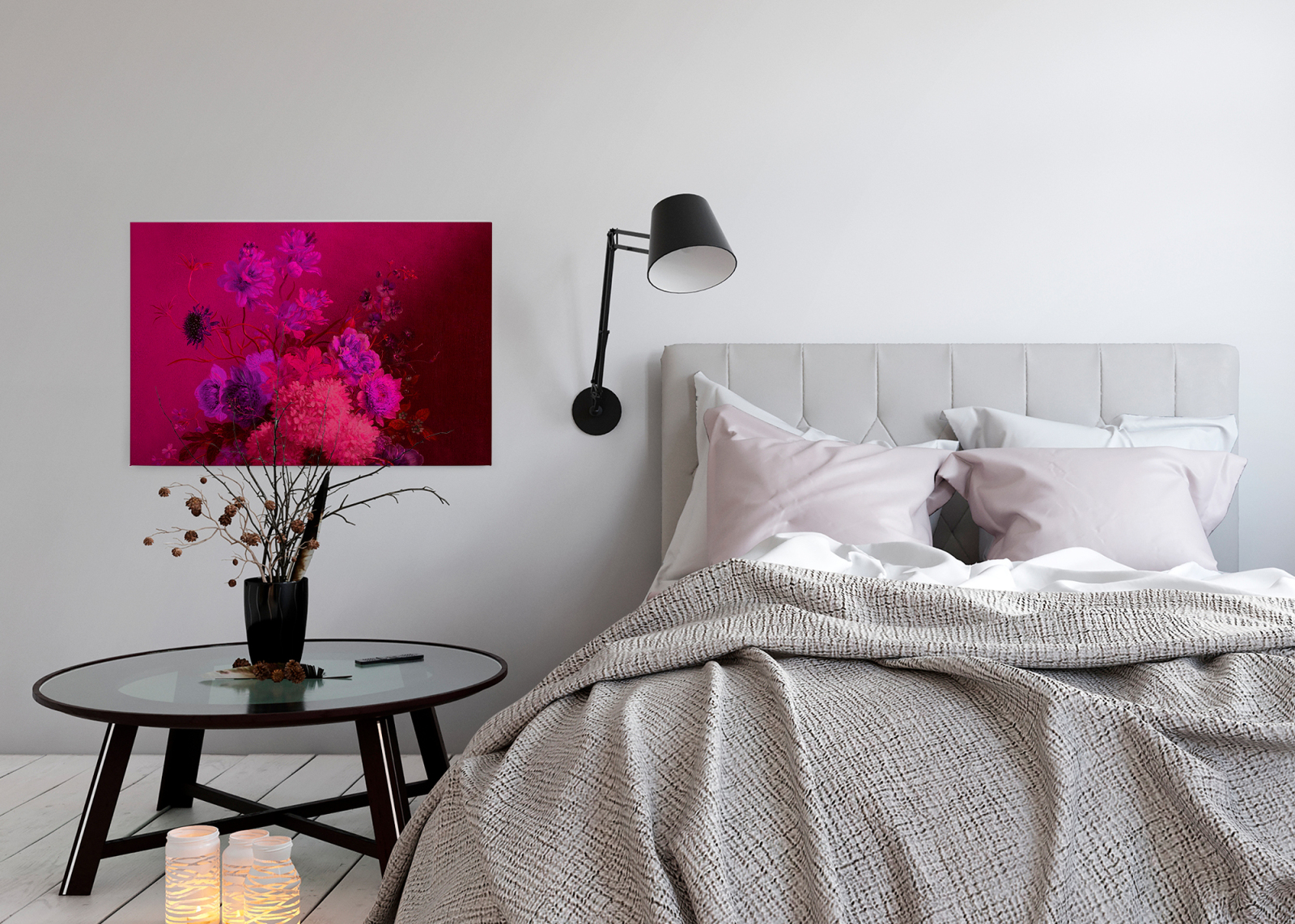 Leinwandbild BLUMEN-BOUQUET - pink-rosa - 90x60 cm