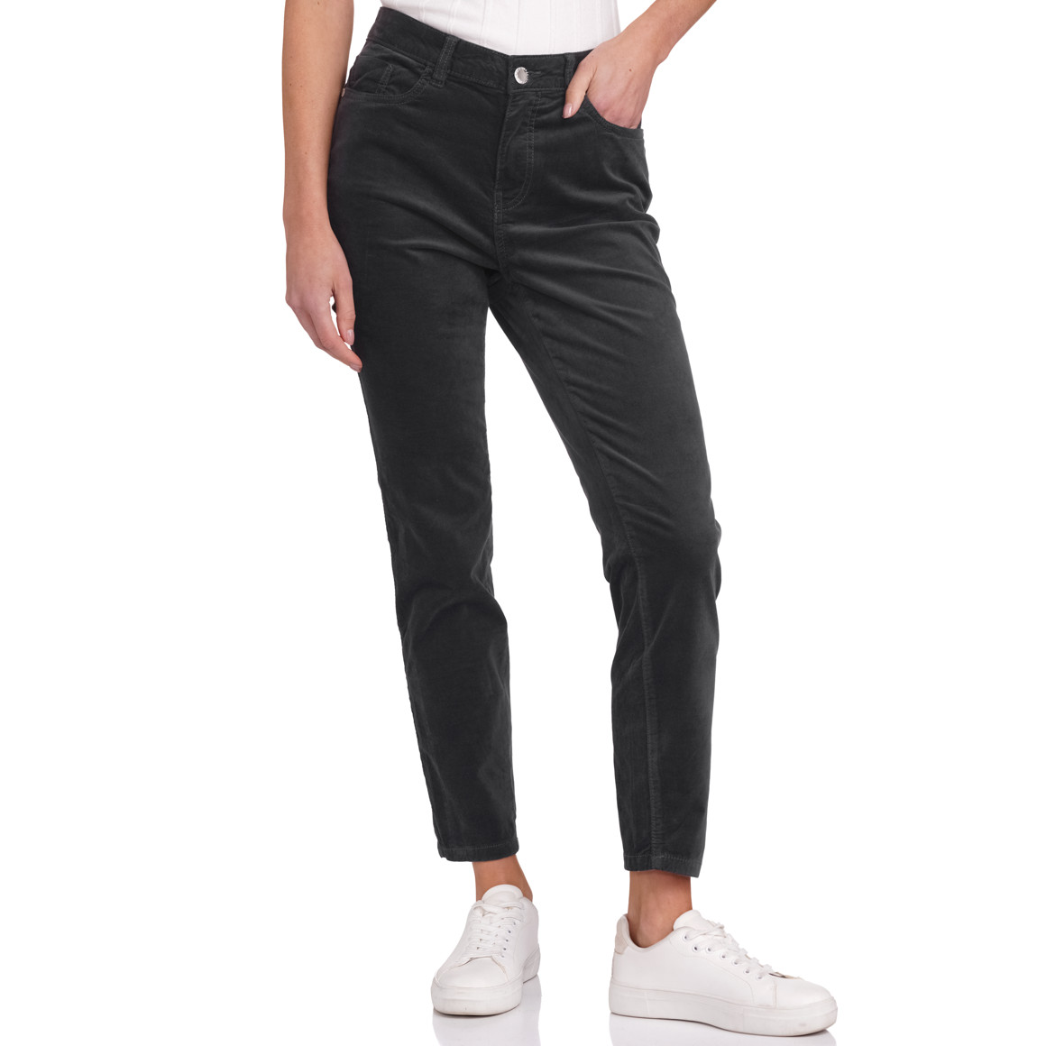 Gina Benotti Damen Samthose mit Slim-Fit dunkelgrau