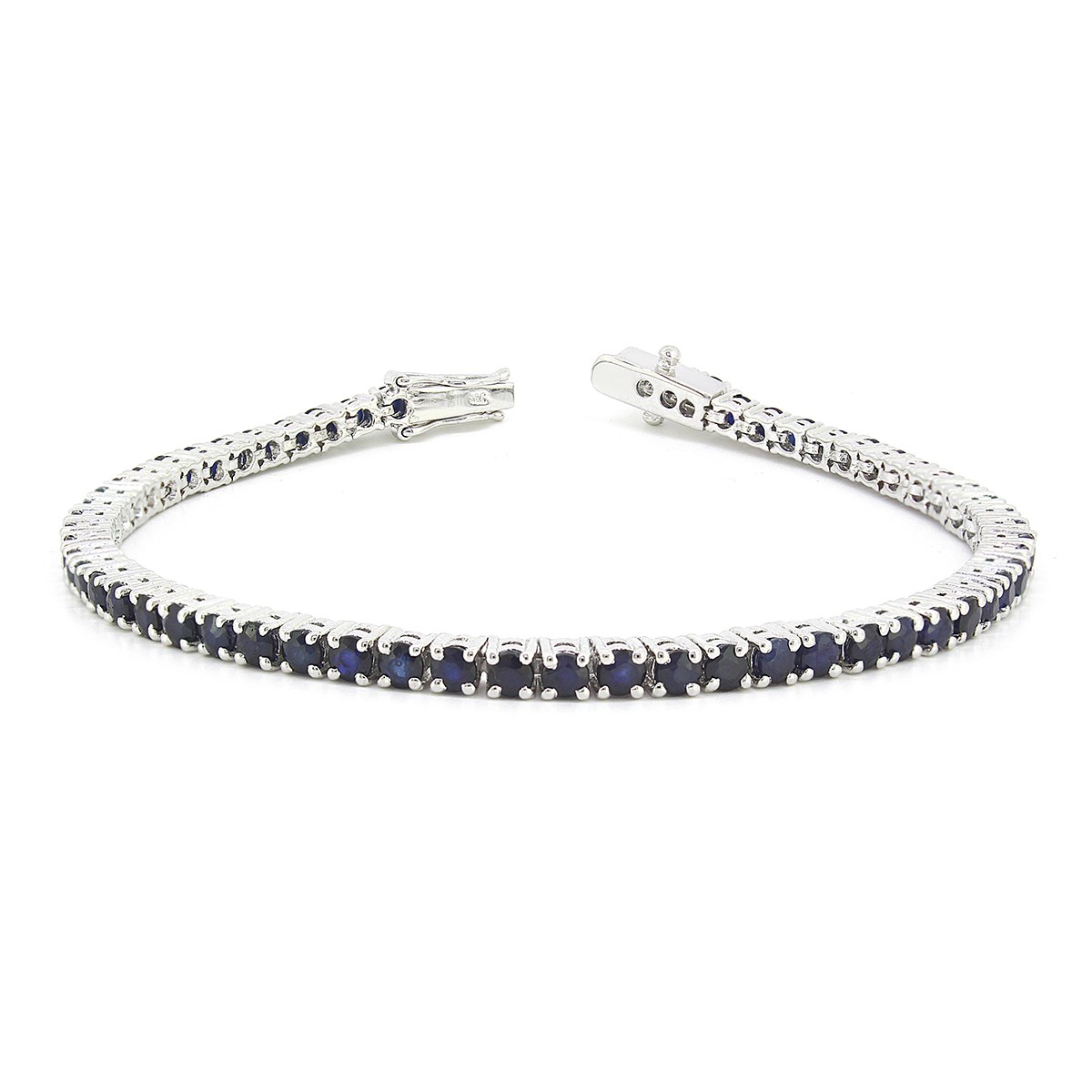 Bracelet Saphir Rond & Argent 925 Élégant