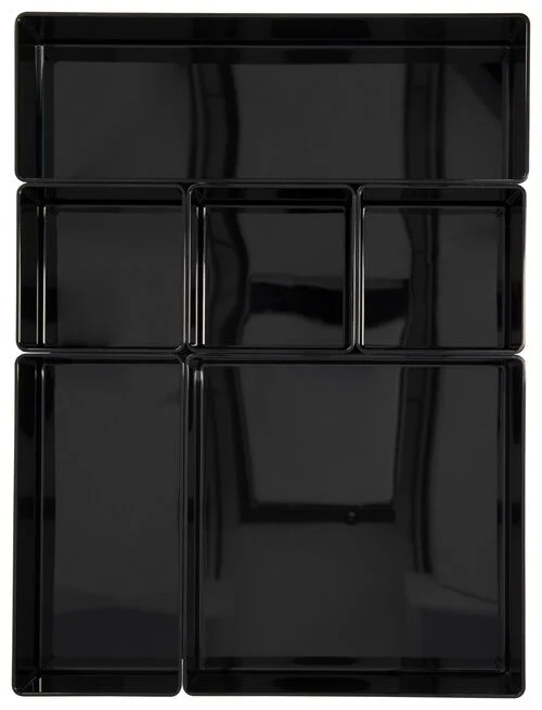 organiseur de tiroir 30x22.5x5.5 avec 6 éléments noir