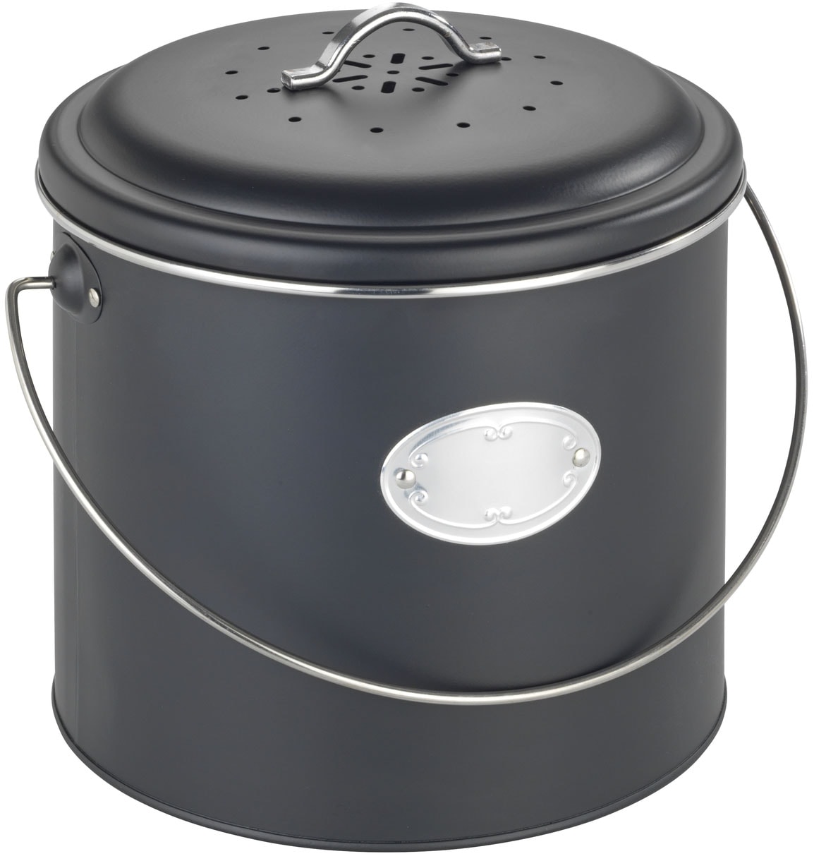 WENKO Biomülleimer »Modell Nero« Komposteimer aus Metall, inkl. 3 Aktivkohlefiltern zum Wechseln, 6 L