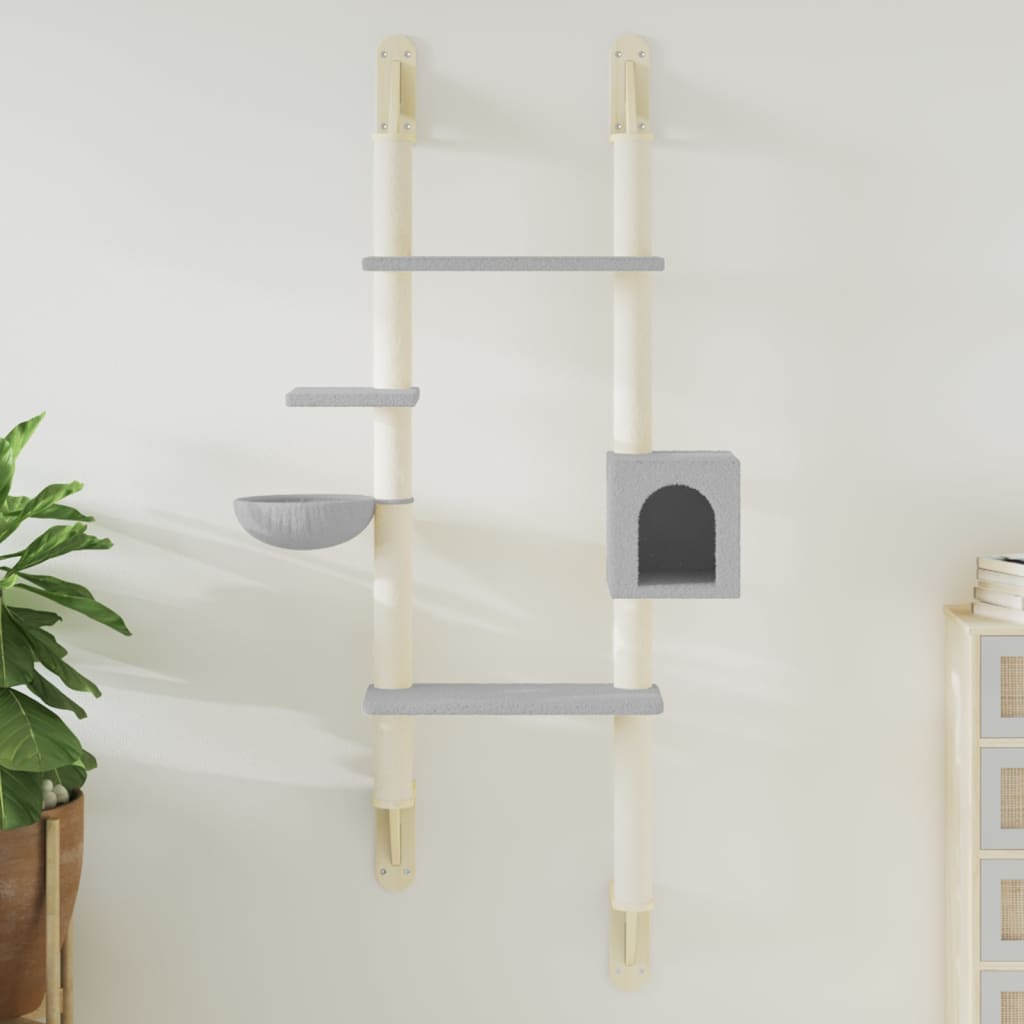 Arranhador de parede para gatos vidaXL, cinza claro, 180 cm