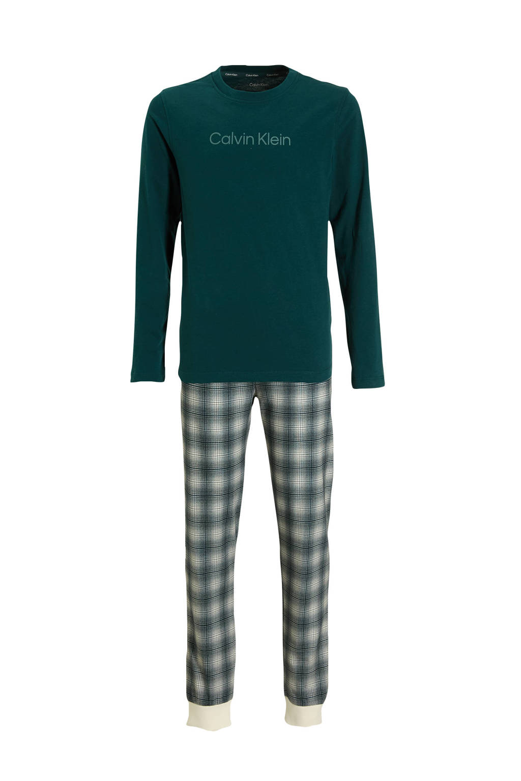 Calvin Klein pyjama met ruitdessin groen