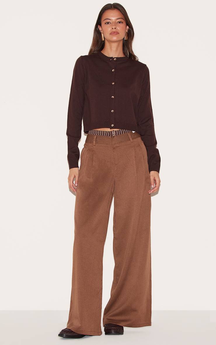 Chocolat Pantalon Droit À Détail Boxer Avec Rayures Contrastées Tissées