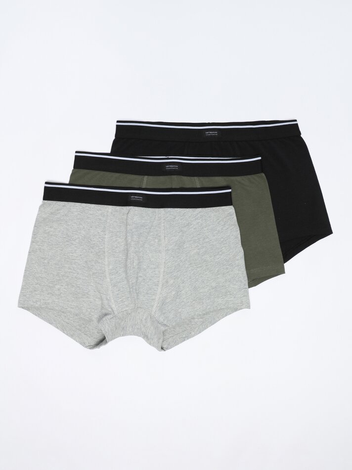 Pacote com 3 cuecas boxer lisas - Cáqui