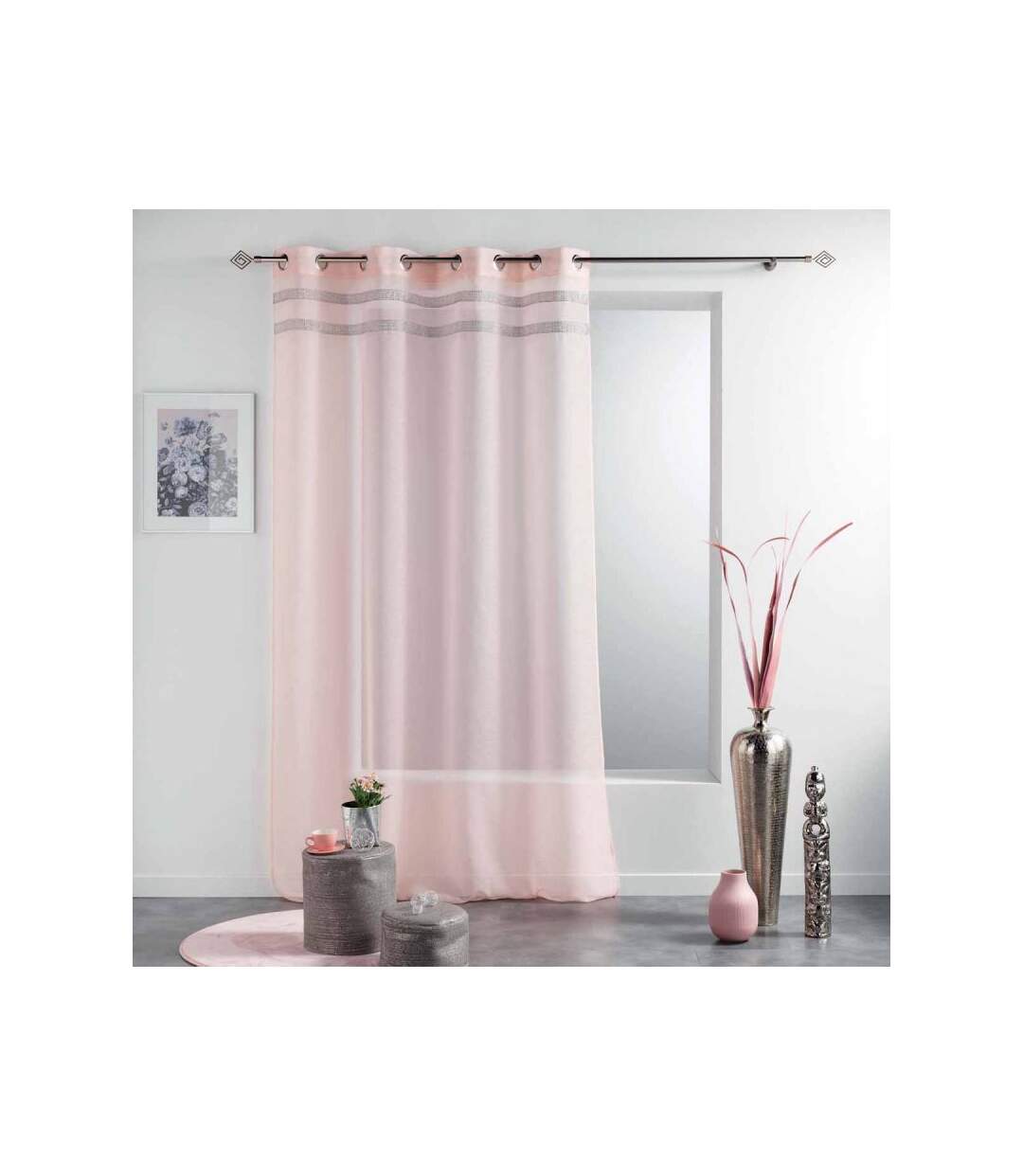 Rideau Voilage à Œillets Satinela 140x240cm Rose