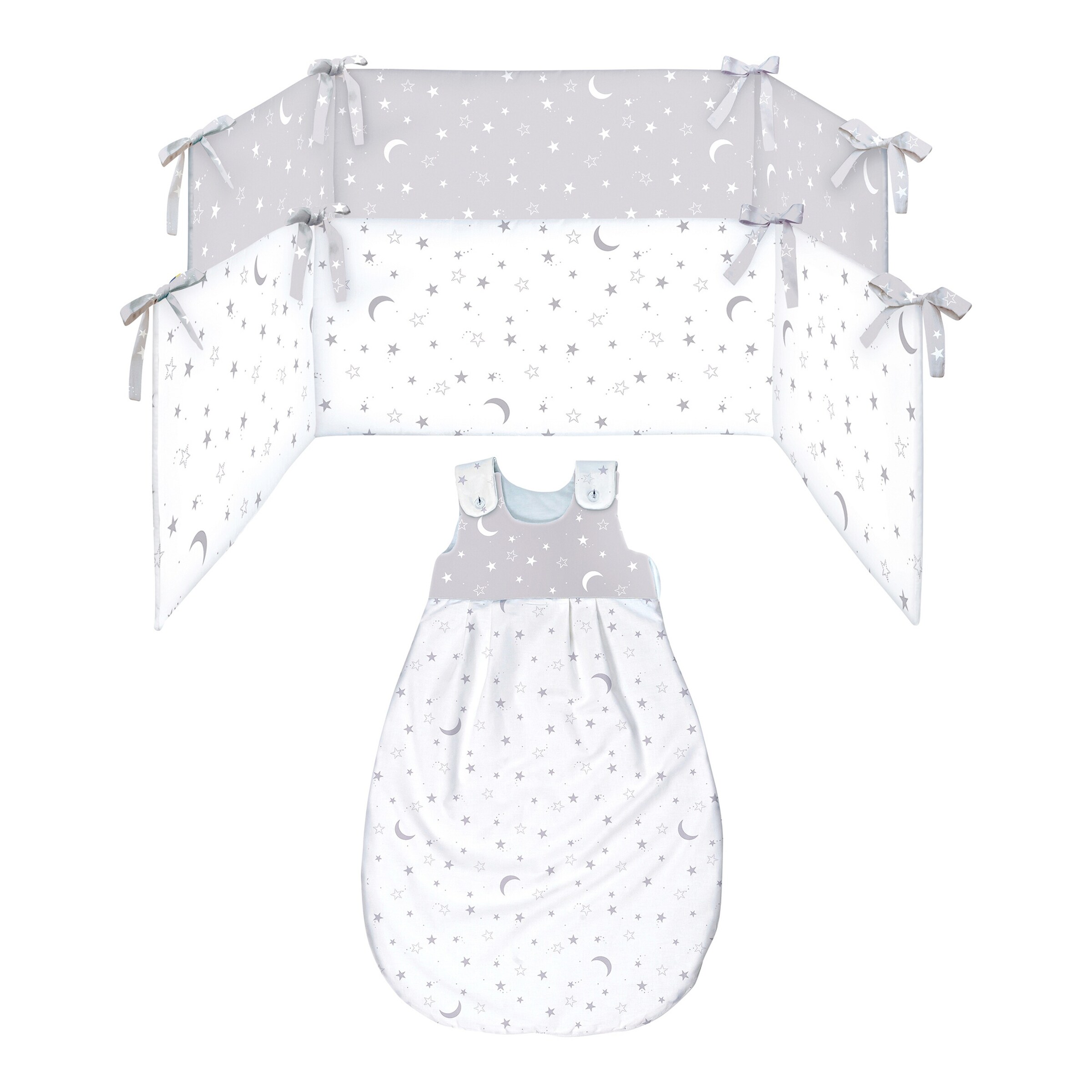 BORNINO HOME Ganzjahres-Schlafsack Mond und Sterne 2.5 TOG weiß / grau
