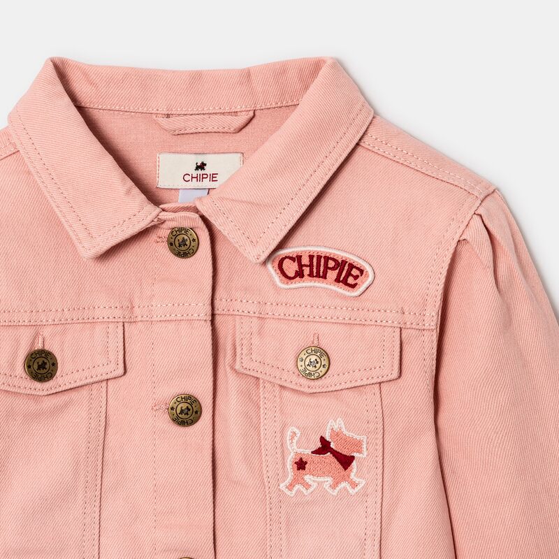 Veste en denim rose brodée fille Chipie