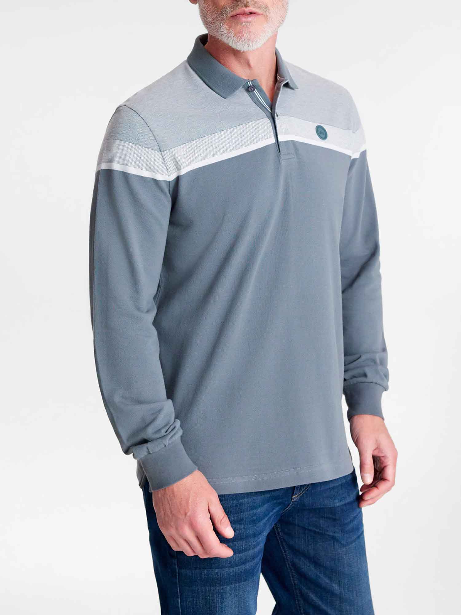 Polo Homme Manches Longues Coton Biologique Gris