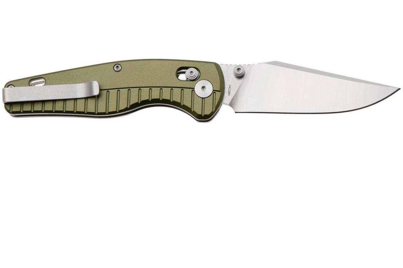QSP Knife Reptile QS165-B1 Satin 14C28N, Green Aluminium, zakmes
