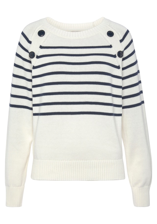Vivance Streifenpullover mit Zierknöpfen, Streifenoptik, Strickpullover, modisch