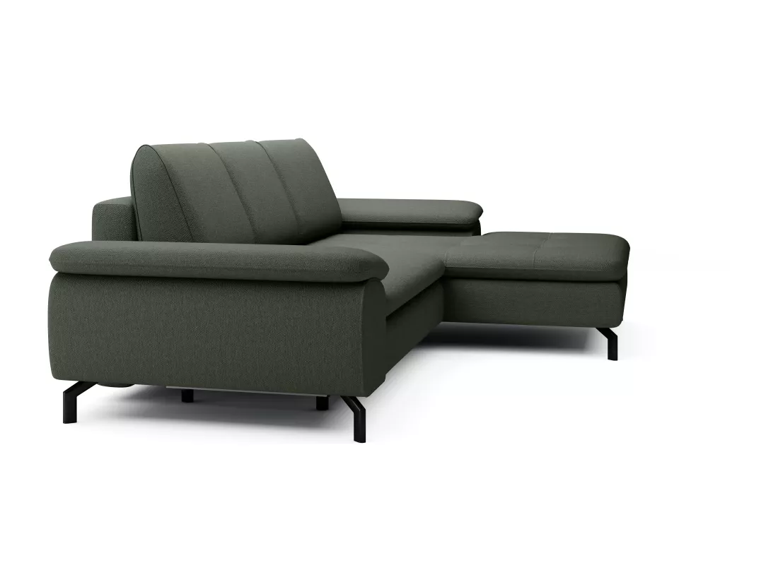 Canapé d'angle droit convertible en tissu texturé vert ARCHIBALD