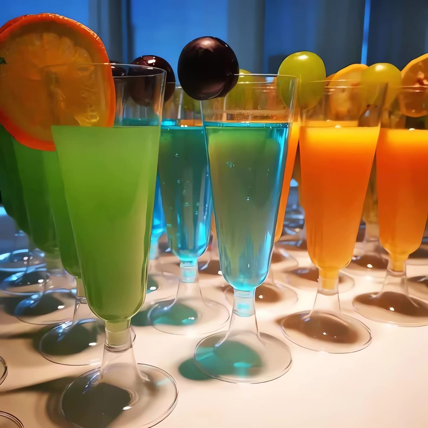 (48er Set) Einweg Sekt Trinkbecher Party Champagner Glas für Hochzeit / Junggesellinnenabschied / Geburtstag - Transparent