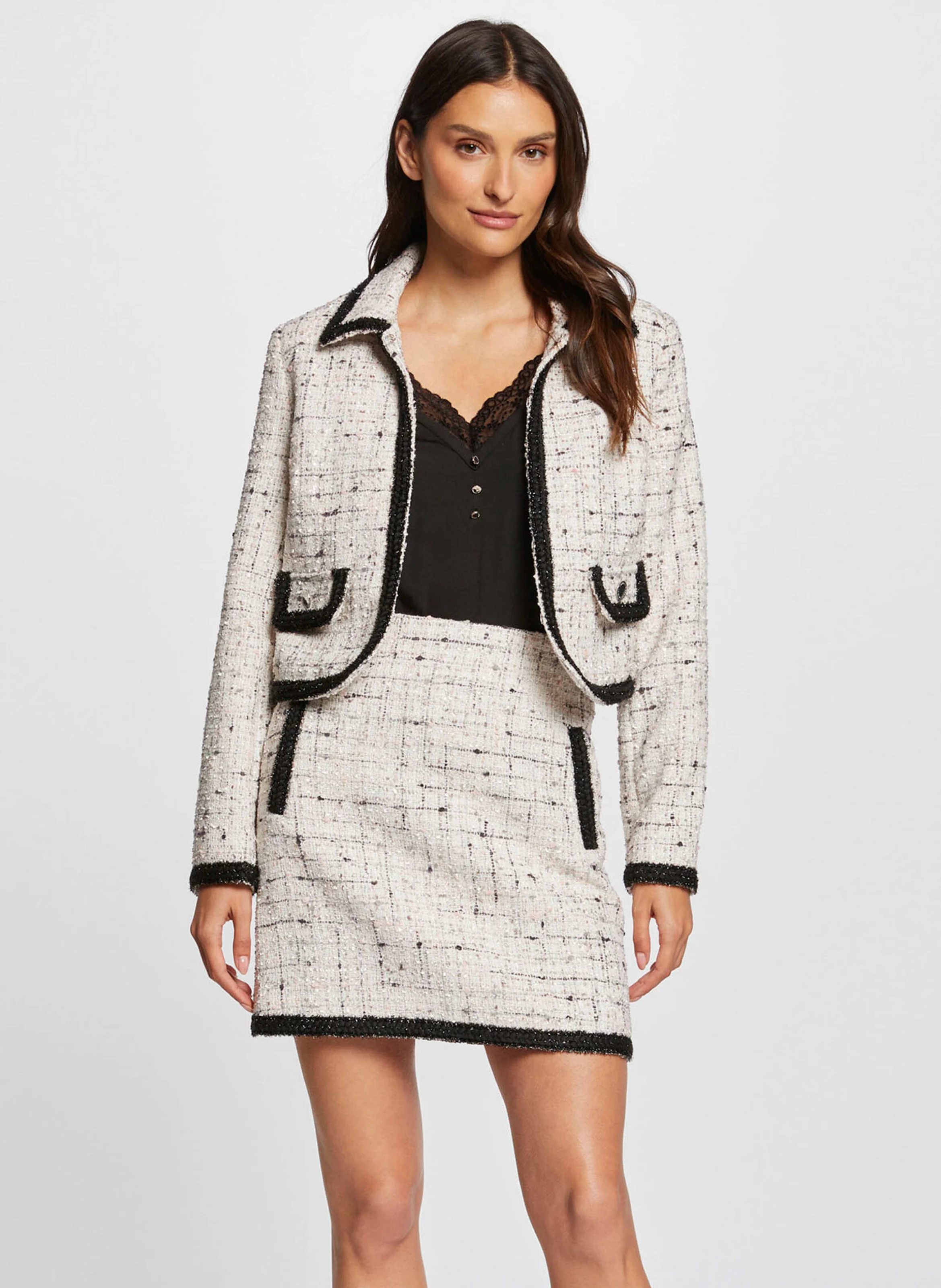 VRODY - Veste col classique cintrée en tweed | Beige