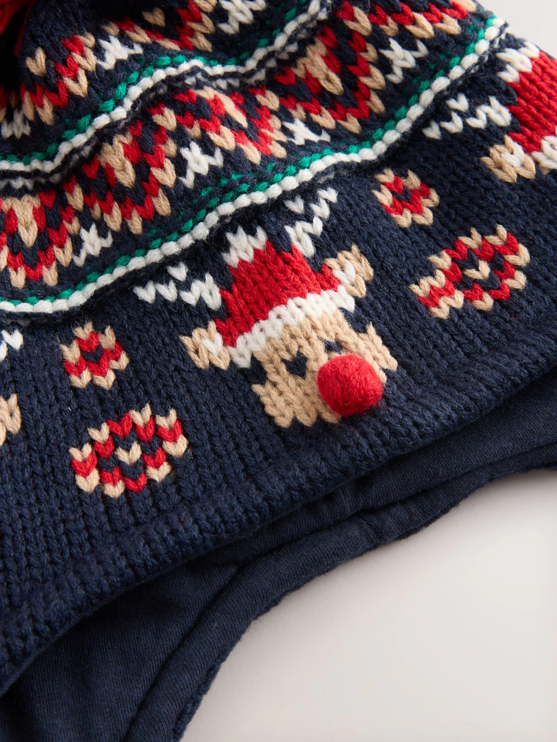 Marineblauw/Rood Fairisle-patroon met rendierprint - Incahoed (3 mnd - 13 jr)