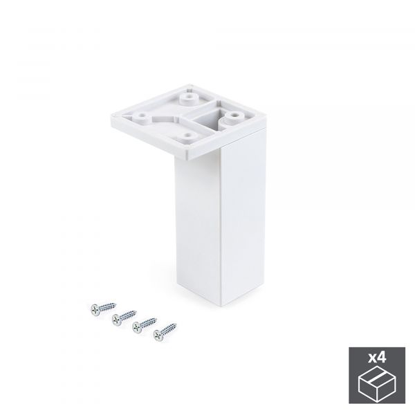 Emuca Pé Móvel, Canto, Regulável 100 - 110 mm, Plástico, Branco, 4 Un. - 2023312
