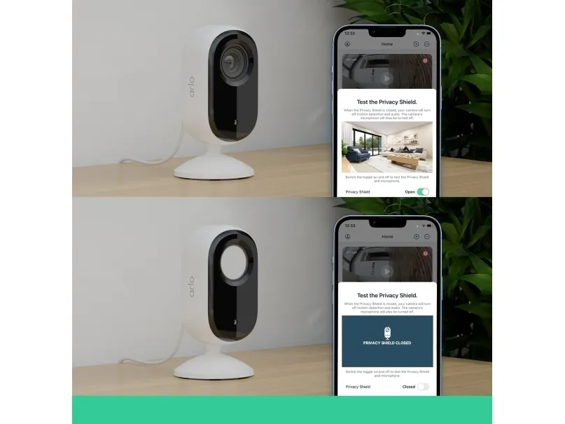 Arlo Essential Indoor 2K - Netværksovervågningskamera - indendørs - farve (Dag/nat) - 4 MP - 2560 x 1440 - audio - trådløs - WiFi - med Arlo Secure Plan (Trial) (pakke med 2)