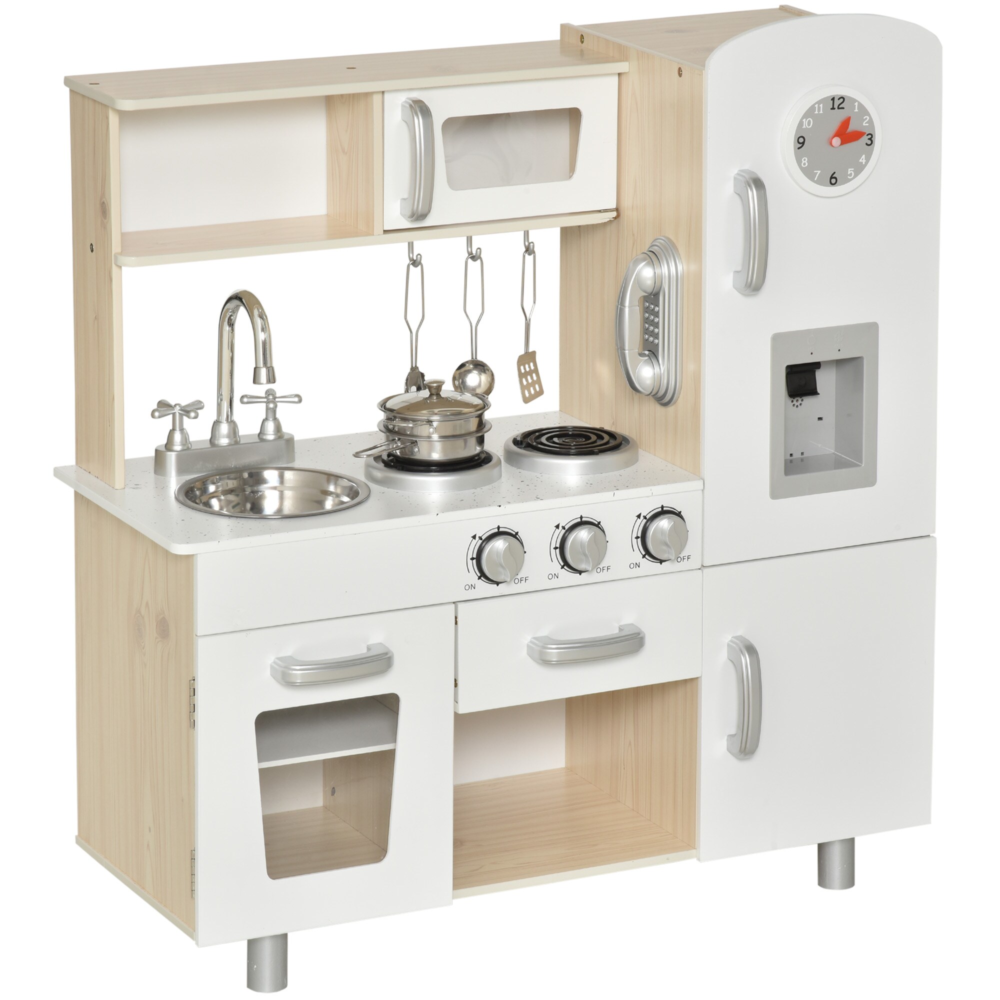 HOMCOM Kinderküche mit Zubehör weiß 74 x 30 x 81 cm (BxTxH)