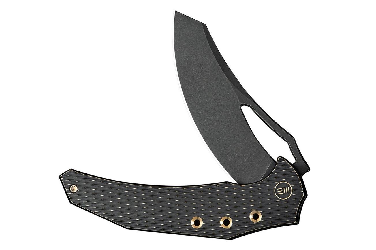 WE Knife Epaulette WE24024-1 Black Stonewashed M390 Diamond Patterned Black Titanium, zakmes, Gavko Knives design