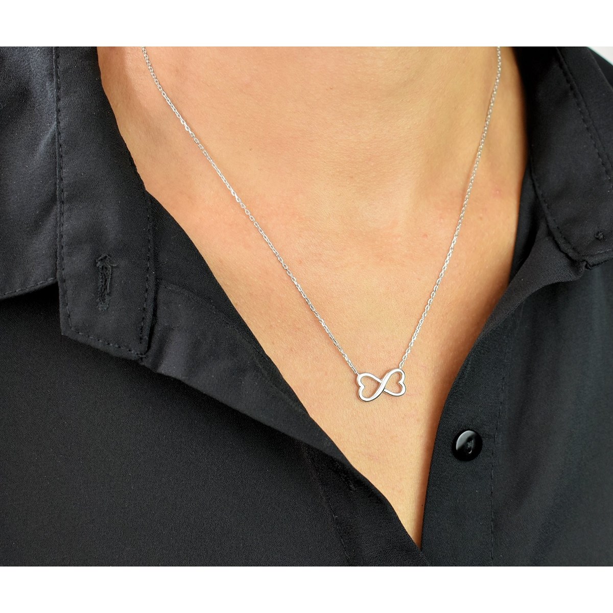 Collier infini coeur d'amour Argent 925 Rhodié